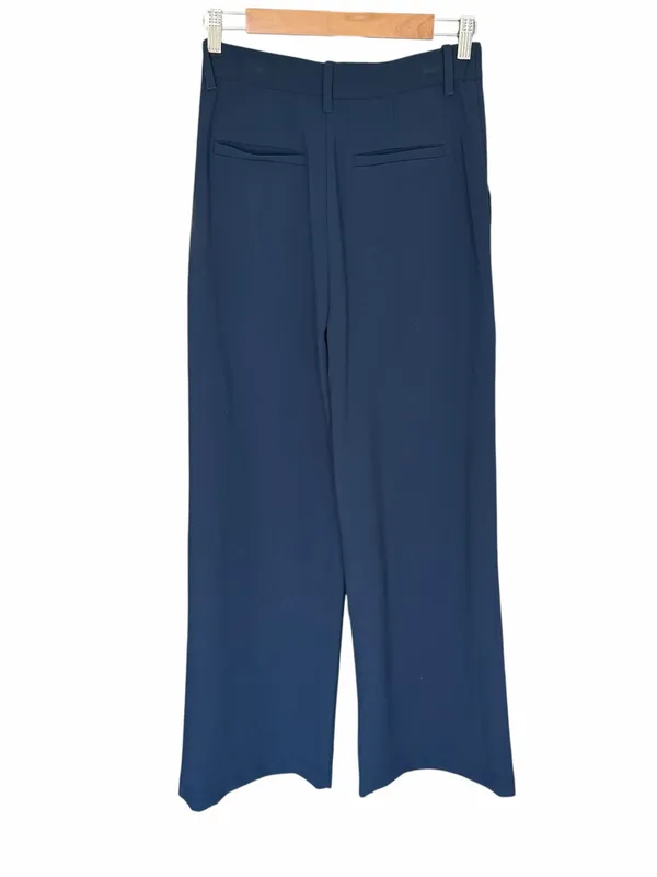 Abercrombie - Sloane Tailored Wide Leg Pants Navy Size 28/6 Long - Image 4