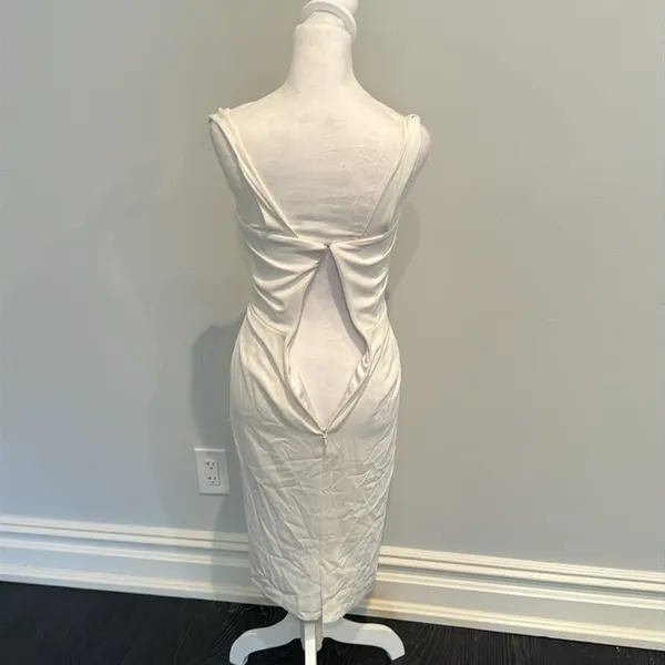House of CB White Corset Top Flowy Bottom Maxi Dress - Image 4