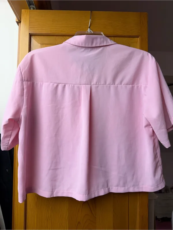 SHEIN Light Pink Short-Sleeve Button-Down Shirt - Image 3