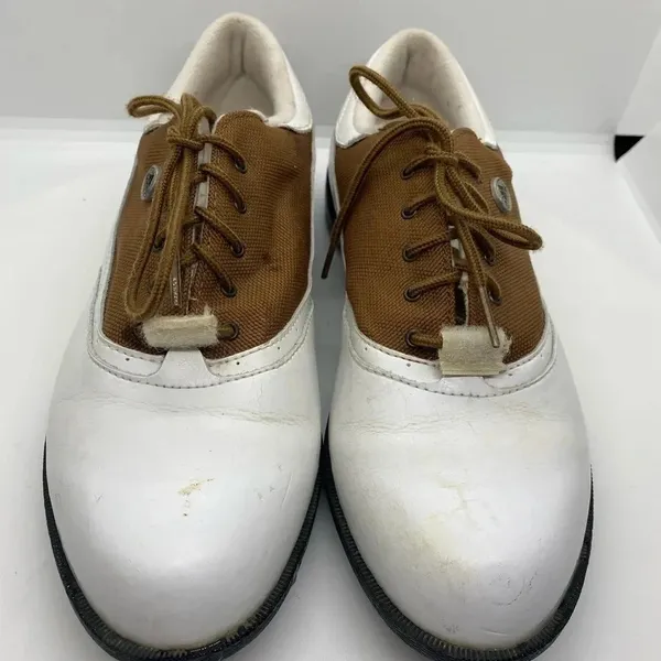 Adidas Spiked Lace Up Women’s White Brown Golf‎ Shoes Size 7 - Image 2