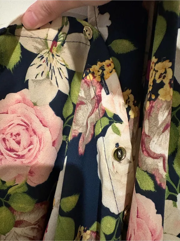 CATO Ruffled Rose Print Tunic Assymetrical Flowy Modern blouse pink blue medium‎ - Image 8
