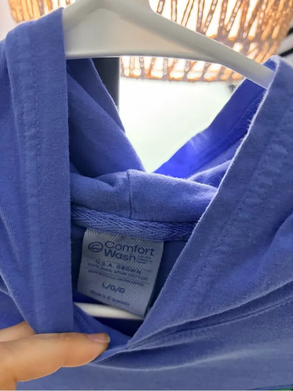 Comfort Wash Lilac Hooded Pullover Blue Size L - Image 3
