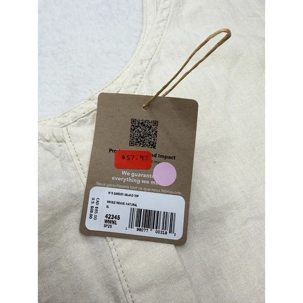 Patagonia Women's Garden Island Top Whole Weave Natural Size XL NWT - Image 7