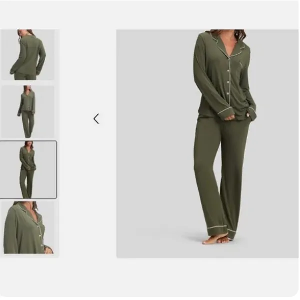 Cozy Earth bamboo stretch knit forest green long sleeved‎ pajama top women's M - Image 2