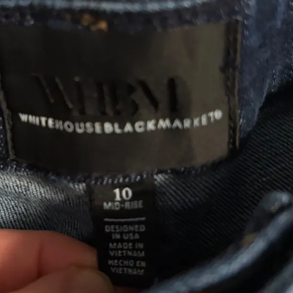 White House Black Market Girlfriend Jeans Dark‎ Wash Gold Lace Side Stripe 10 - Image 6