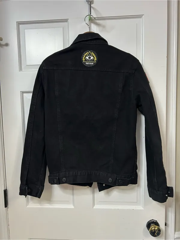 Black Embroidered Patch Denim Jacket - Dream - Image 4
