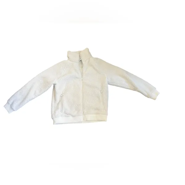 Athleta Tugga Sherpa Jacket Women's sz small white/bone Cropped Full Zip Fleece - Image 5