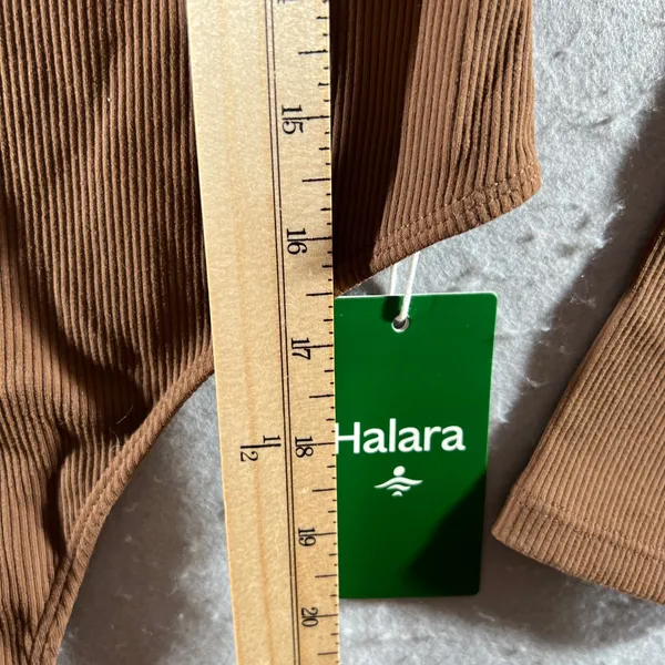 1297 |‎ NWT Halara Ribbed Mock Neck Long Sleeve Bodysuit Brown Womens XS - Image 4