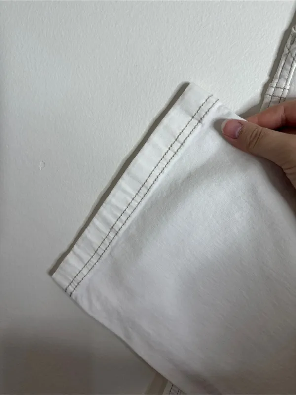 Hollister Ultra High-Rise Dad Pant White Utility Chino Pants Contrast Stitch 27 - Image 9