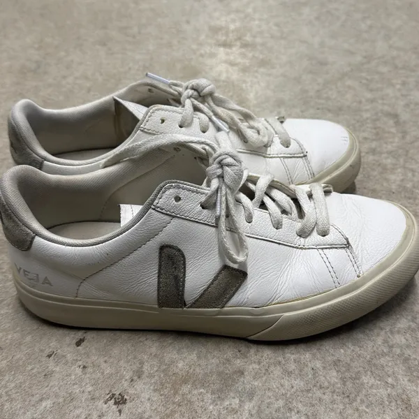 VEJA Esplar Women’s White Leather Sneakers with Suede V Logo Size 9 (32) - Image 3