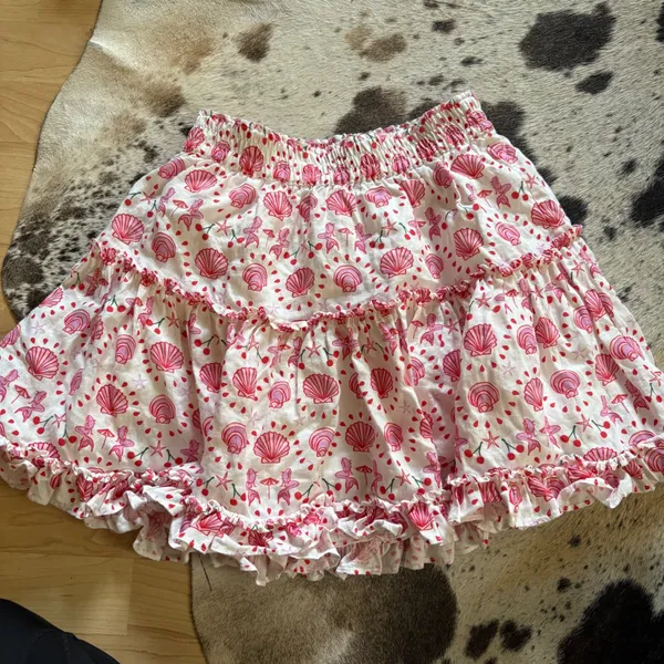HILL HOUSE Home Paz Mini Skirt‎ mermaid seashell Cherry Print Size Small - Image 4