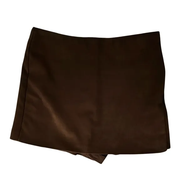 Zara 5030/511/730 Faux Suede Brown Mini Skort Side Zip S EUC - Image 6