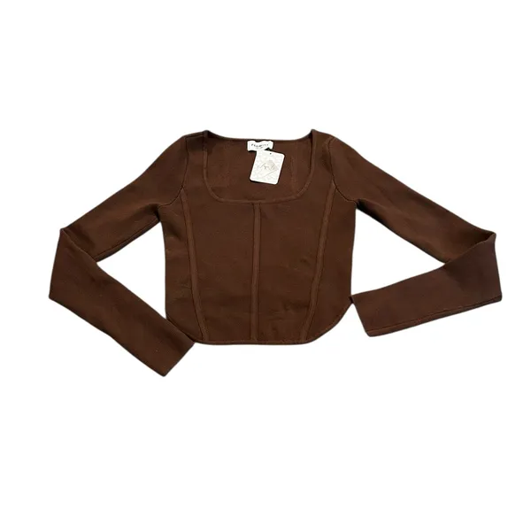 PROMISE cropped brown square neck sweater - Image 2