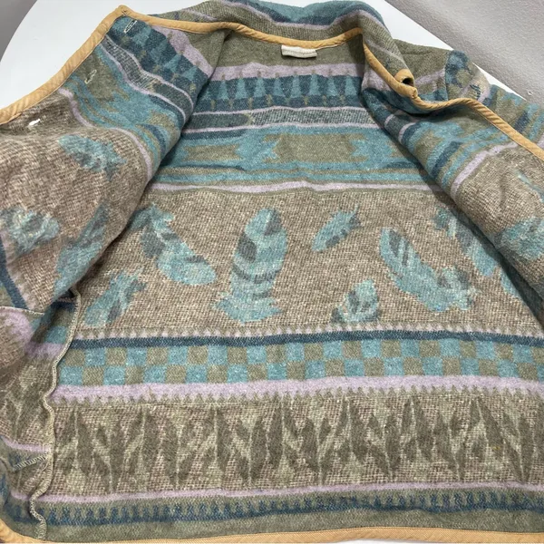 Vtg Coldwater Creek Southwest Jacket Women M Feather Wool Blend Aztec Cottage - Image 9