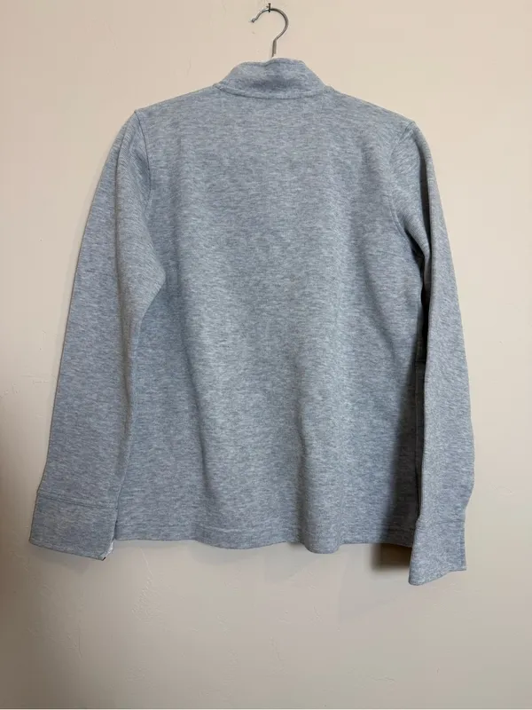 Orvis Gray Zip Up Sweater with Patterned Collar - Image 2