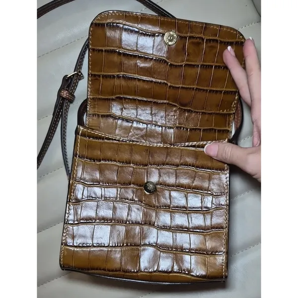 Dooney & Bourke Brown Croc-Embossed Leather Crossbody Bag - Image 5