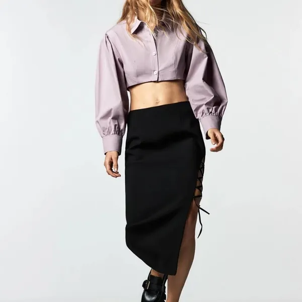 NWT Zara‎ Voluminous Cropped Poplin Shirt - Image 2