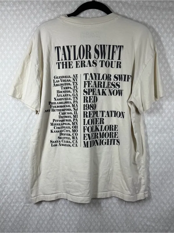 Taylor Swift Cream Eras Tour Graphic Print Short Sleeve Cotton Tee - Image 5