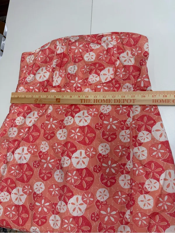 Vineyard Vines Coral and White Strapless Mini Summer Dress size 12 - Image 7