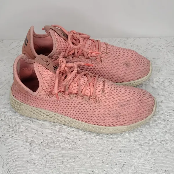 Adidas Pharrell Williams HU pink mesh athletic casual training shoes sz 5 - Image 2
