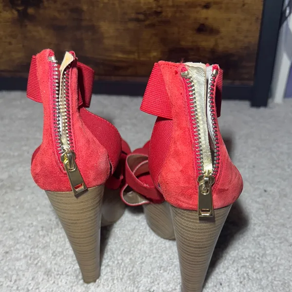 Jessica Simpson Tookie Majic Red Strappy Platform Heels Women's 7.5 B - Image 4
