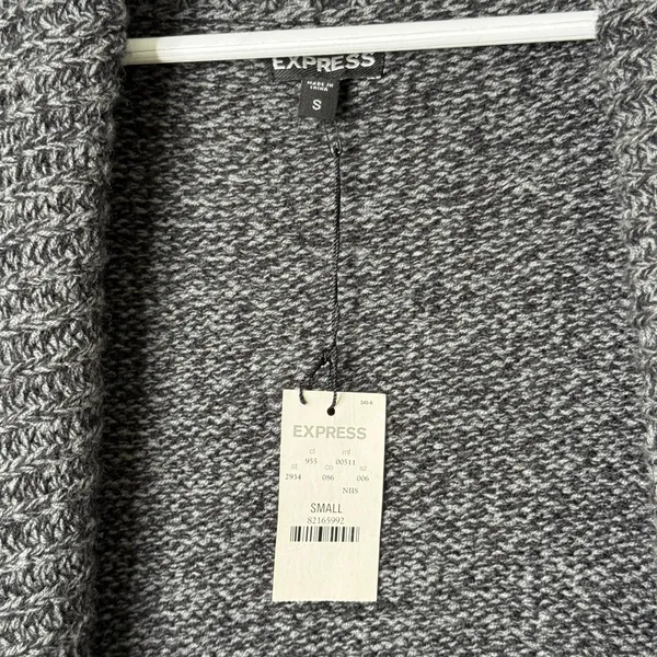 NWT Express Merino Wool Open Front Cardigan Sweater Dark Grey Size Small - Image 5