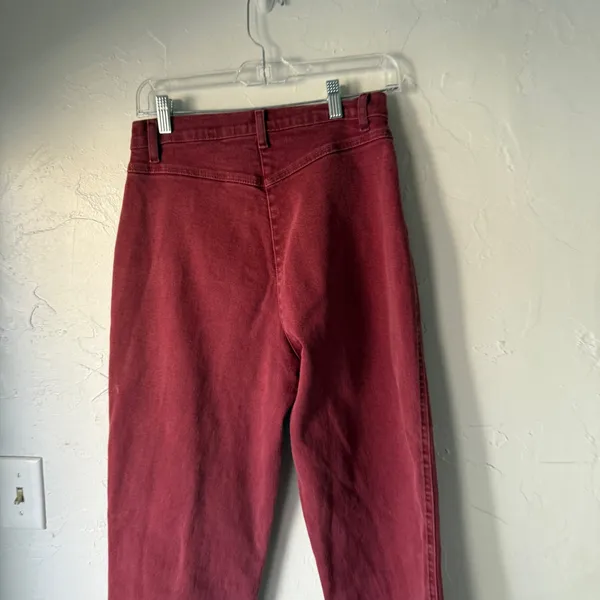 Vintage Roper 80s Burgundy Red Denim Jeans High Waisted Straight Western 26 Tall - Image 9