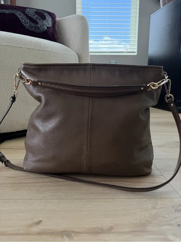 Coach Taupe Pebbled Leather Hobo Shoulder Bag - Image 5