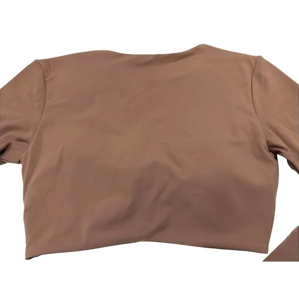 AOXJOX Deep V Twist Front Crop Yoga Top Brownie L NWOT - Image 8