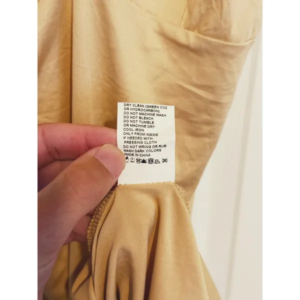 Y2K SNDYS Babydoll Satin Slip Dress XS Tan Beige Minimal Quiet Luxury Cocktail - Image 7