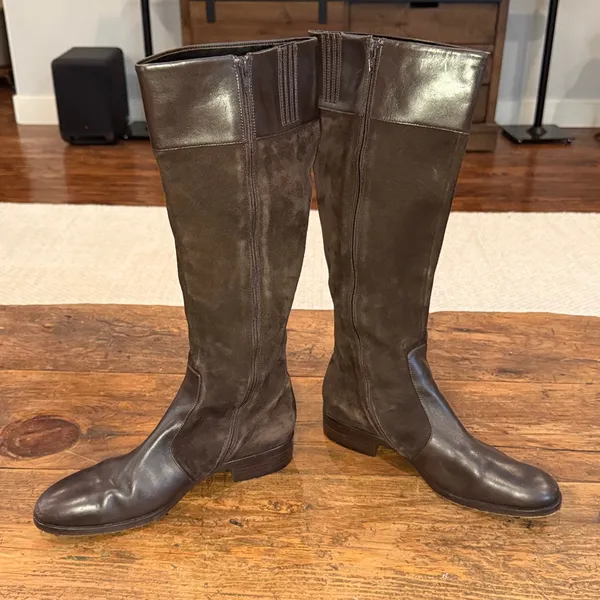 Ann Taylor Brown Leather & Suede Riding Boots Size 7 - Image 5