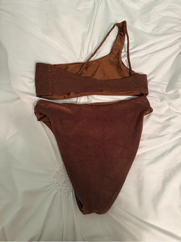 Jade Swim Brown One Shoulder and High Waist Bikini - Image 3