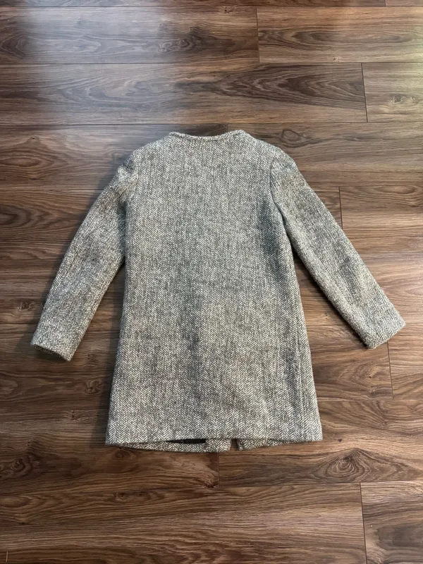 H&M Wool Blend Gray Herringbone Longline Coat - Image 3