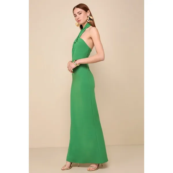 Lulus Mesmerizing Perfection Green Halter Neck Backless Maxi Dress Small NWT - Image 3