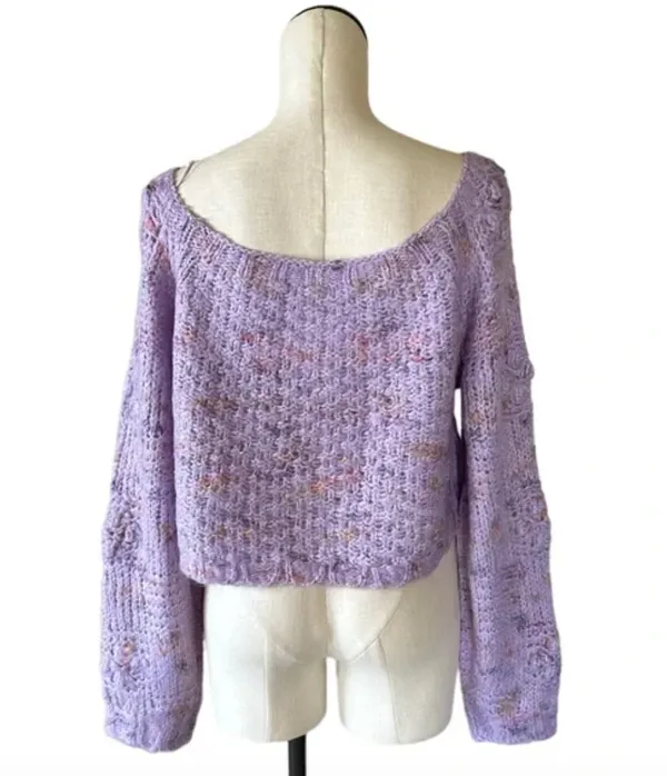 NWT FREE PEOPLE Sunset Cloud Pullover Sweater In Violet Glow Combo - Image 8