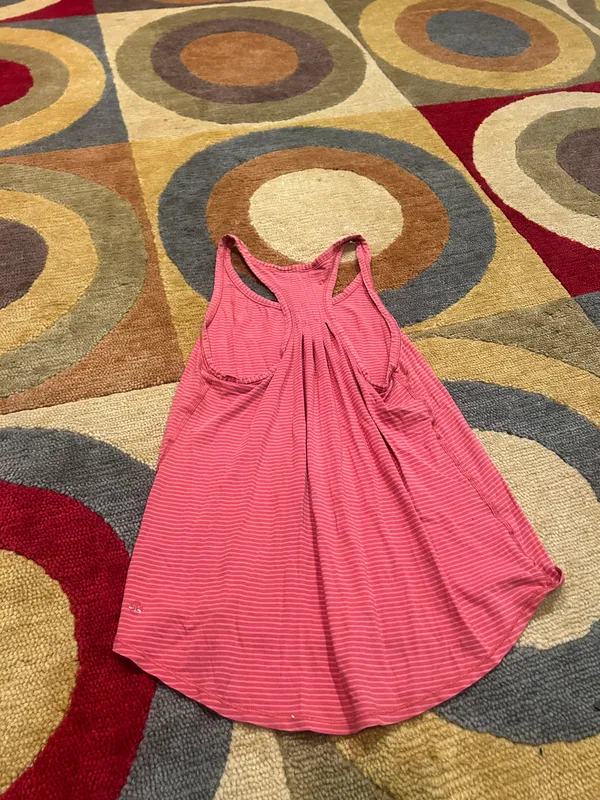 Lululemon Yogi Everyday Tank Top Cotton Racerback Pink Stripe Size 8 - Image 3