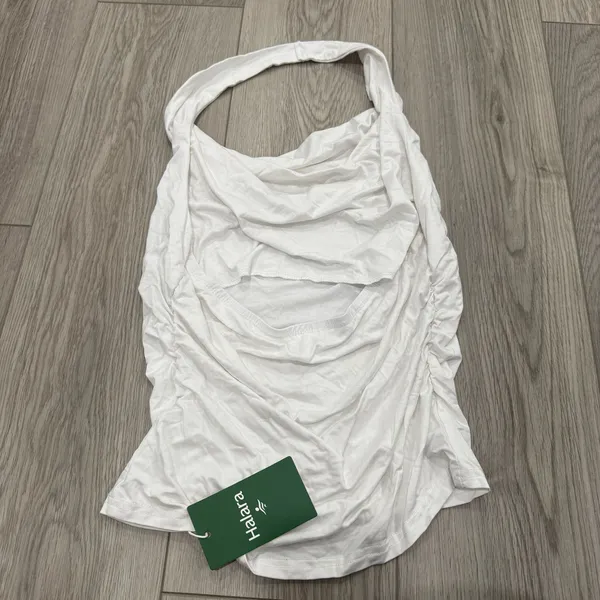 Halara Y2K Halter Cowl Neck Backless Ruched Casual Tank Top White Small - Image 4