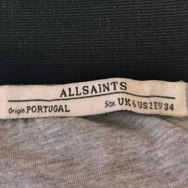Allsaints Gray Black Elastic Waist Stretch Draped Career Pencil Mini Skirt Sz 2 - Image 5