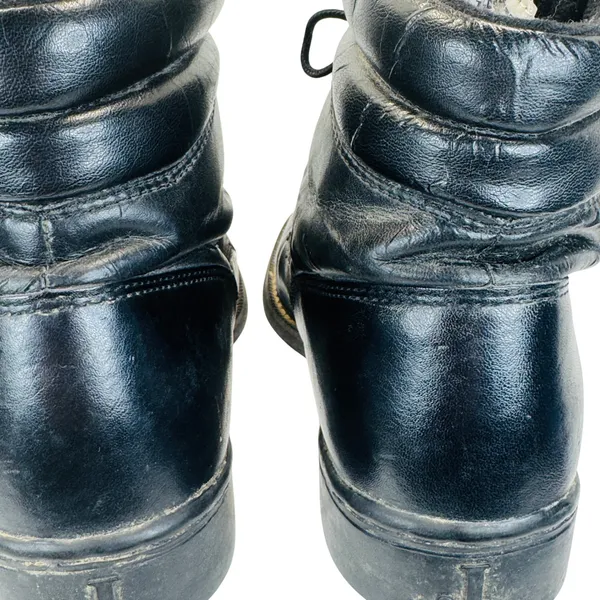 Justin Basics Black Leather Roper‎ Lace-Up Boots Women's 6B Work Western Vintage - Image 6