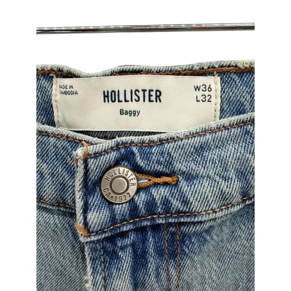 Hollister Baggy Jeans Stretch Distressed Light Wash Denim Men's 36 X 32 New - Image 5
