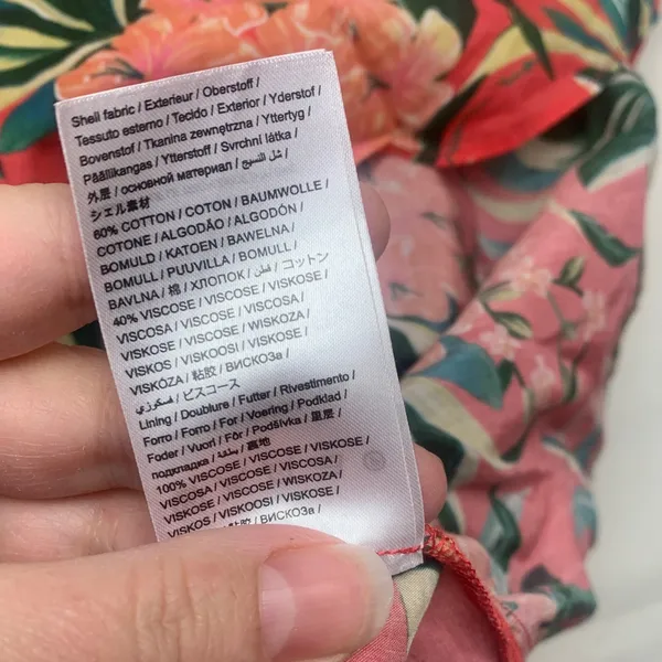 FARM Rio size large pineapple bloom midi dress pink green puff sleeve floral - Image 12