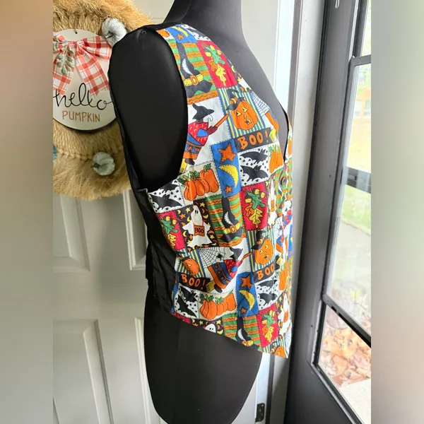 Vintage 90s Basic Editions Halloween print cotton vest, size large - Image 4