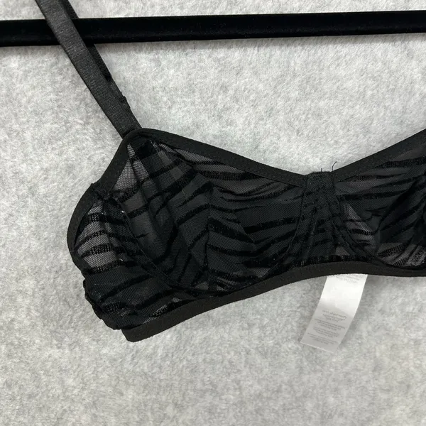 Nasty Gal Size Small Black Sheer Zebra Print Wireless Bra - Image 3
