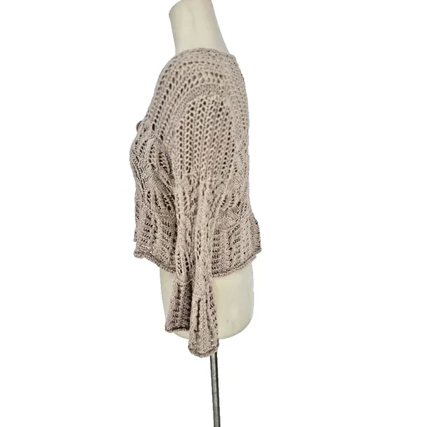 Vtg‎ Dressbarn Y2K Sweater Cardigan Crochet S Bell Sleeve Hippie Boho Festival - Image 4