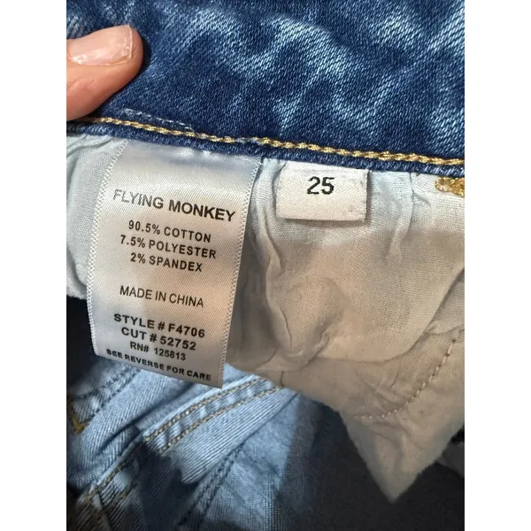 Flying Monkey Distressed Raw Hem Cropped Flare Jeans Size 25 - Image 4