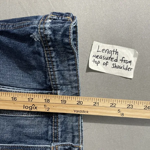 AEO American Eagle Denim Jacket Size Medium Blue Jean Coat Trucker Boho Cropped - Image 12
