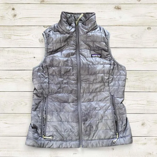 Patagonia Nano Puff Jacket Vest Quilted Primaloft Insulated Puffer Gilet Bodywarmer Gray Sz S Measurement in pics - Image 3