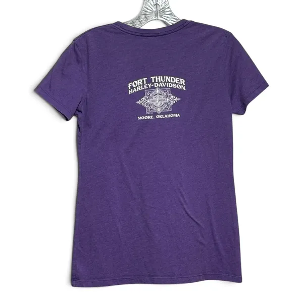 Harley-Davidson Motorcycles Fort Thunder Moore Oklahoma T-Shirt Purple Small - Image 3