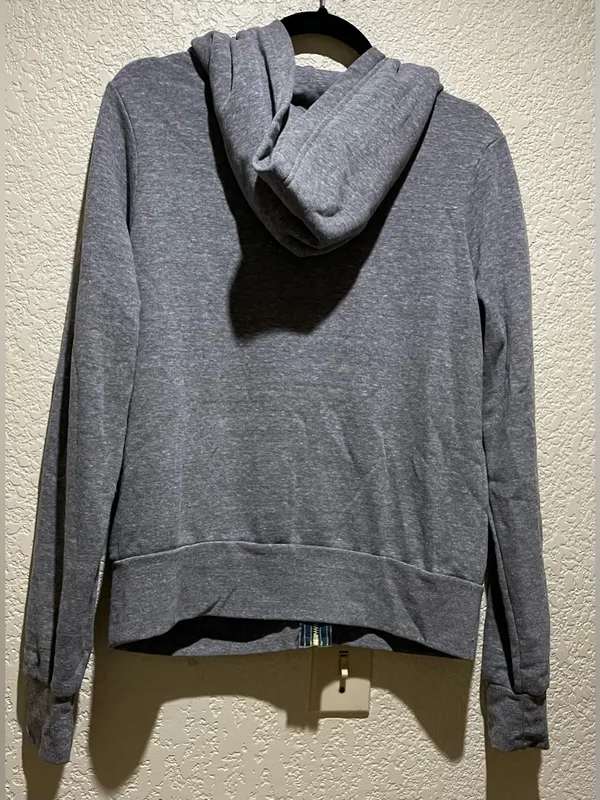 Aviator Nation 5 Stripe Full Zipper Hoodie Heather Grey Size XS Unisex New - Image 5