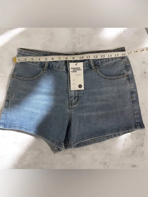 Brand Light Blue Denim Jean Shorts - Casual Mid-Rise - Image 3